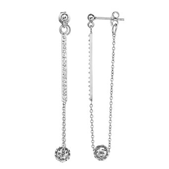Diamond Mystique Sterling Silver Diamond Accent Ball Drop Earrings