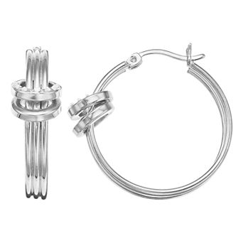 Diamond Mystique Sterling Silver Diamond Accent Knot Hoop Earrings