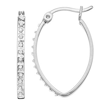Diamond Mystique Sterling Silver Diamond Accent Oval Hoop Earrings