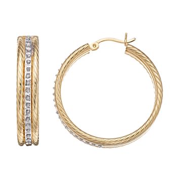 Diamond Mystique Sterling Silver Diamond Accent Rope Hoop Earrings