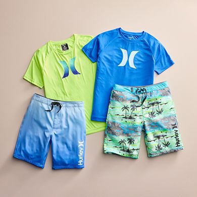 Boys 4-20 Hurley UPF 50+ H2O-Dri Ombre Logo Rash Guard Swim Shirt