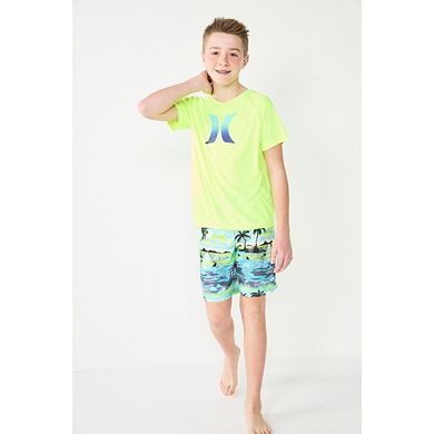 Boys 4-20 Hurley UPF 50+ H2O-Dri Ombre Logo Rash Guard Swim Shirt