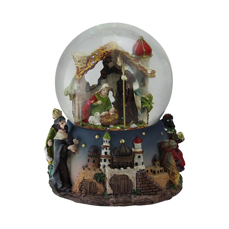 Northlight Seasonal Musical Nativity Snow Globe, Brown