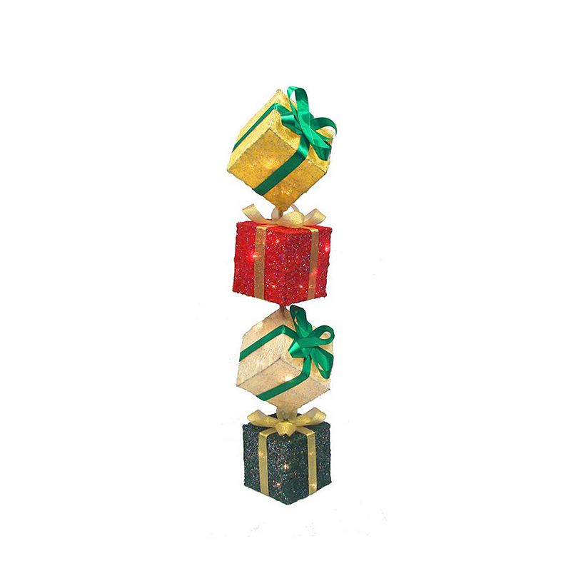 Northlight Seasonal Lighted Christmas Gift Box Tower Decoration, Multicolor