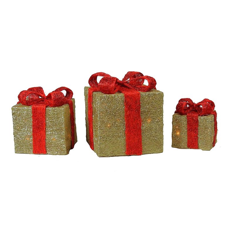Northlight Seasonal Set of 3 Christmas Gift Boxes, Yellow