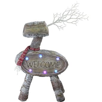 LED Lighted Faux Wood "Welcome" Reindeer Christmas Decoration