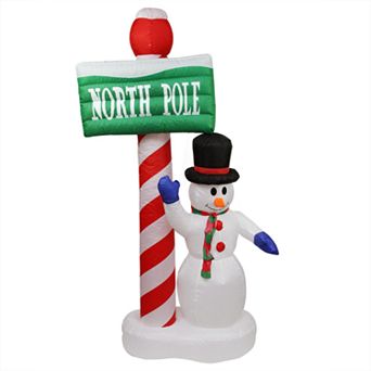 Northlight Seasonal Lit Inflatable North Pole Sign with Snowman