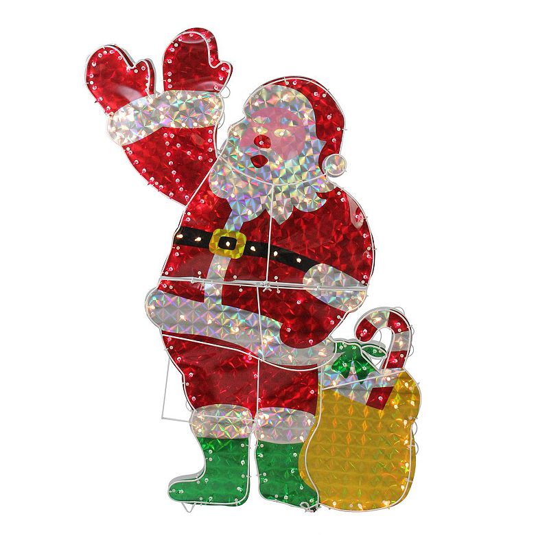 Northlight 48 in. Holographic Lighted Waving Santa Claus Christmas Decoration