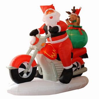 Northlight Seasonal Inflatable Santa on Motorcycle Decoration