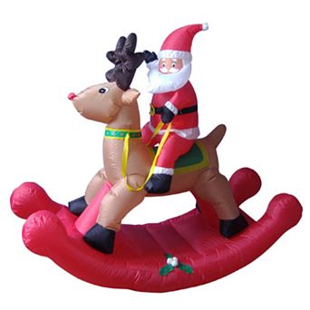 Northlight Seasonal Rocking Reindeer and Santa Inflatable Decoration