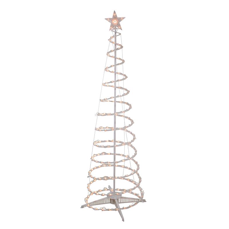 Northlight Clear Lighted Outdoor Spiral Cone Christmas Tree, White