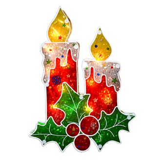 Northlight Seasonal Holographic Berry Candle Window Silhouette Light
