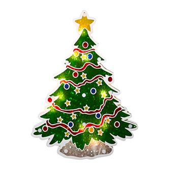 Northlight Seasonal Lighted Holographic Christmas Tree Window Silhouette