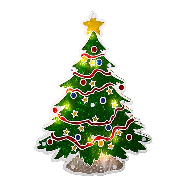 Northlight Seasonal Lighted Holographic Christmas Tree Window Silhouette