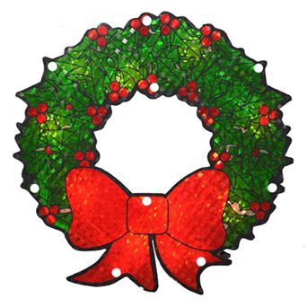 Northlight Seasonal Lighted Berry Wreath Window Silhouette