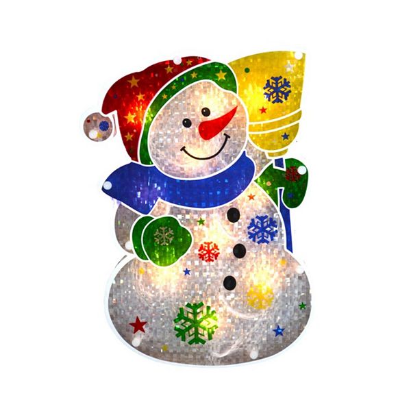 Northlight Lighted Snowflake Snowman Christmas Window Silhouette - 12.5" - Clear Lights