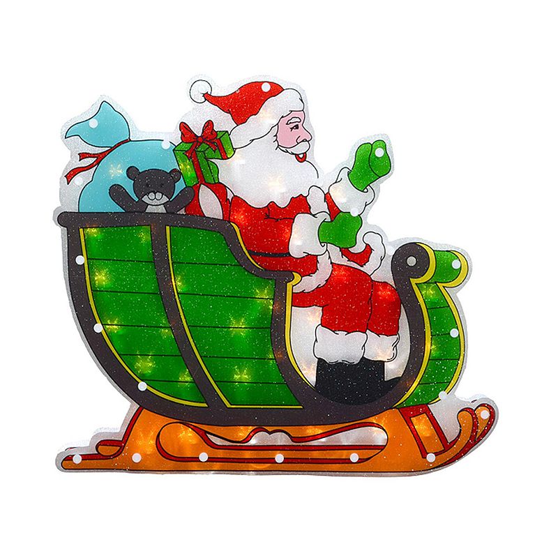 Northlight 17" Lighted Holographic Santa in Sleigh Christmas Window Silhouette Decoration