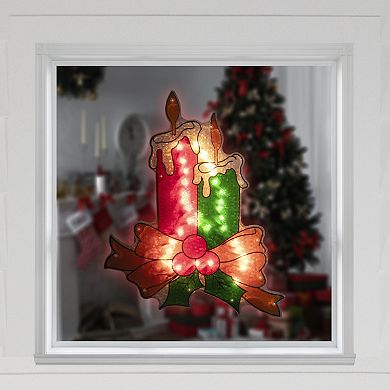 Northlight Seasonal Shimmering Candle Christmas Window Silhouette