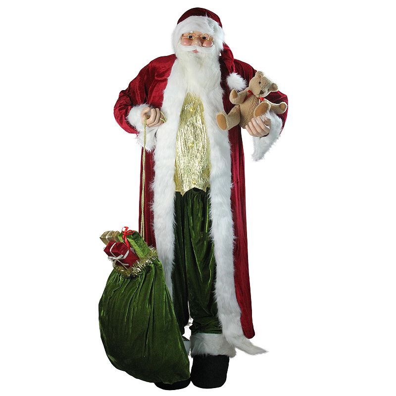 Northlight Seasonal Life-size Decorative Santa Claus Figure with Teddy and 