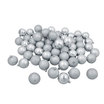60 ct Silver Splendor Shatterproof Christmas Ball Ornaments