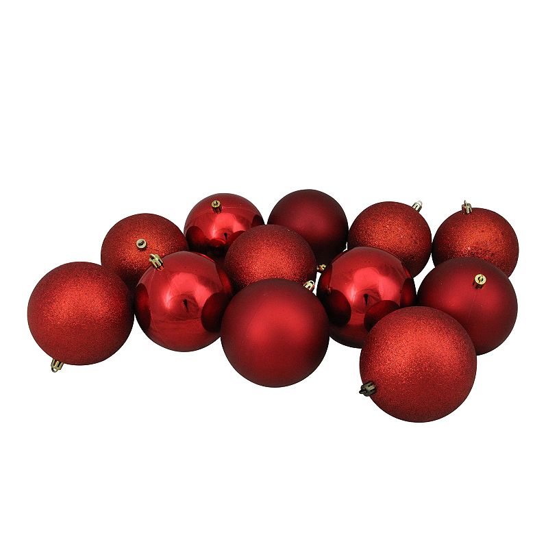 Northlight Seasonal Red Shatterproof Ball Christmas Ornament 12-piece Set
