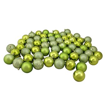 Northlight Seasonal Kiwi Green Shatterproof Ball Christmas Ornament 60 pc Set