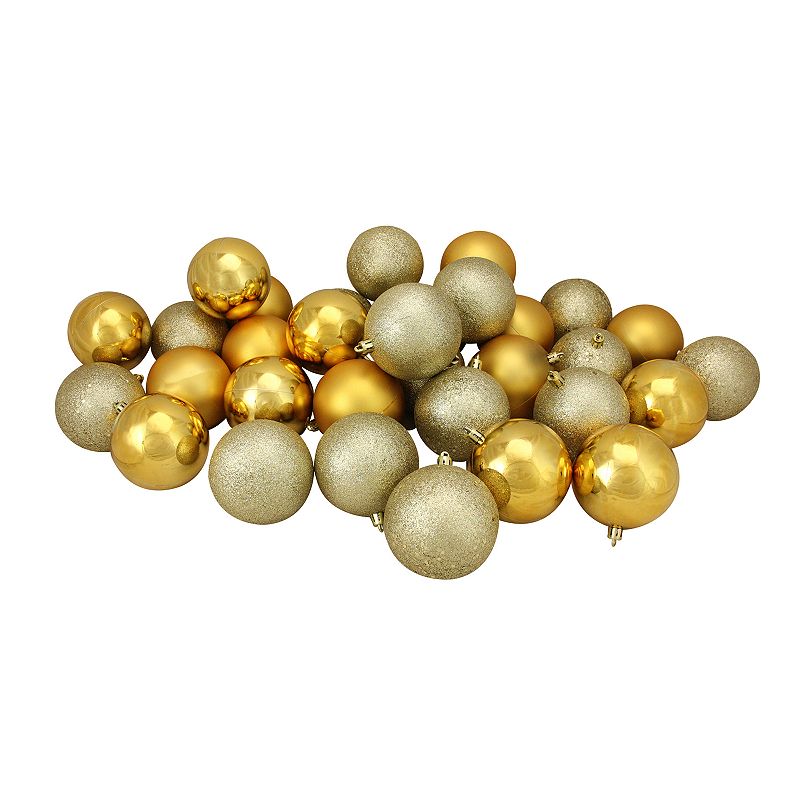 Northlight Seasonal Gold Shatterproof Ball Christmas Ornament 32-piece Set,