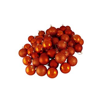 Northlight Seasonal Burnt Orange Shatterproof Ball Christmas Ornament 60 pc Set