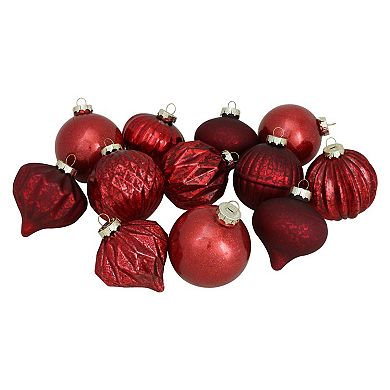 Northlight Seasonal Red Ball & Teardrop Christmas Ornament 12-piece Set
