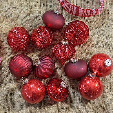 Northlight Seasonal Red Ball & Teardrop Christmas Ornament 12-piece Set