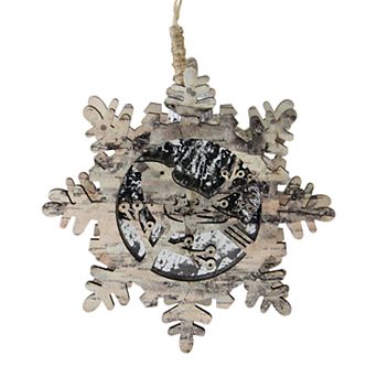Northlight 6" Pre-Lit Snowflake with Bird Christmas Ornament