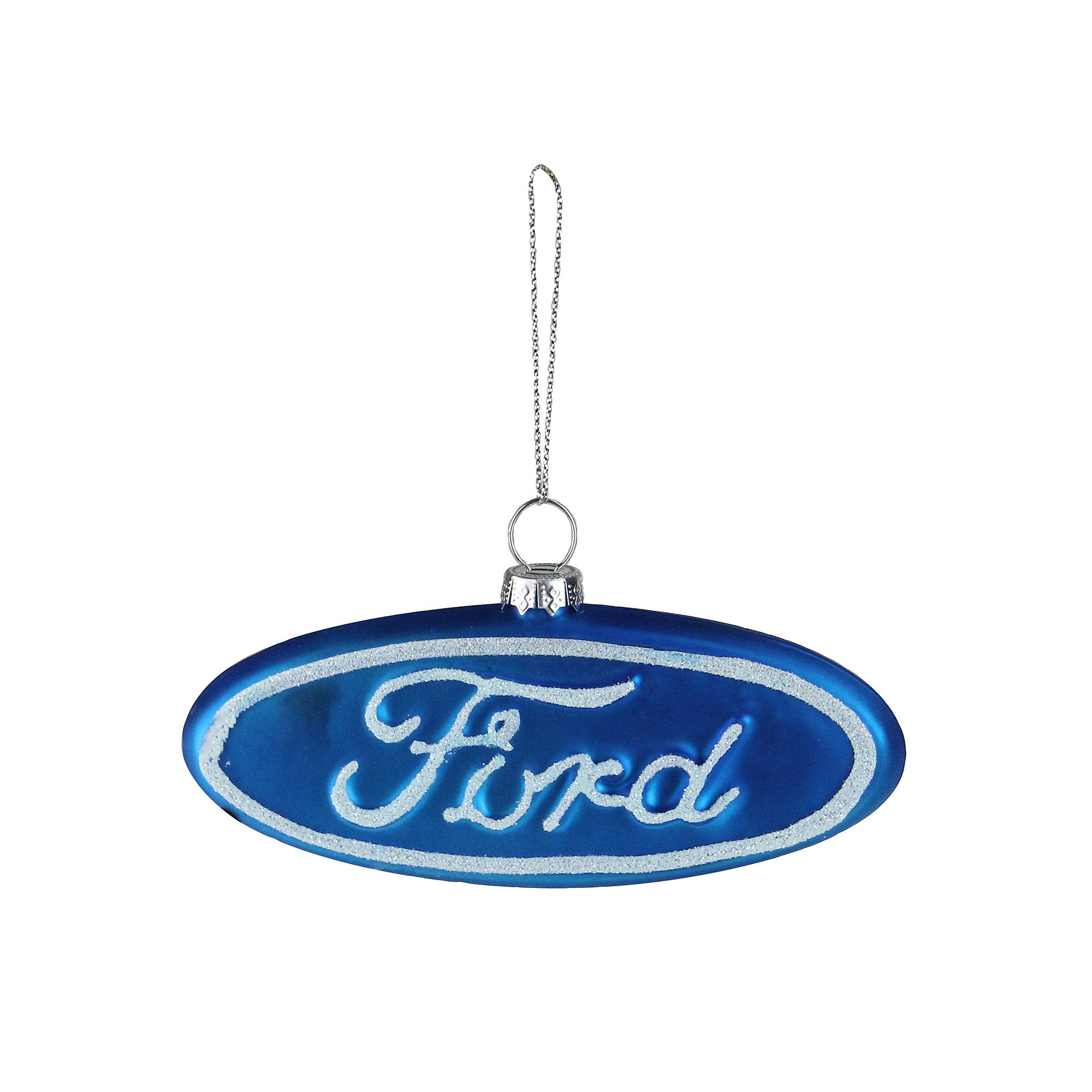 Northlight Seasonal Ford Logo Glass Christmas Ornament, White