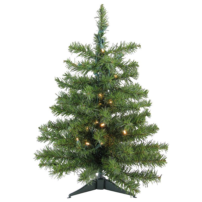 2 Pre-Lit LED Two-Tone Canadian Pine Artificial Christmas Tree, Green