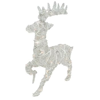 Northlight Seasonal Lighted White Glittered Rattan Reindeer