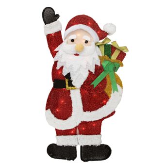 Northlight Seasonal Lighted Tinsel Waving Santa Decoration