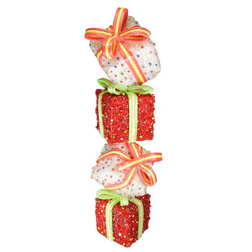 Northlight Seasonal Lighted Tinsel And Candy Stacked Gift Boxes