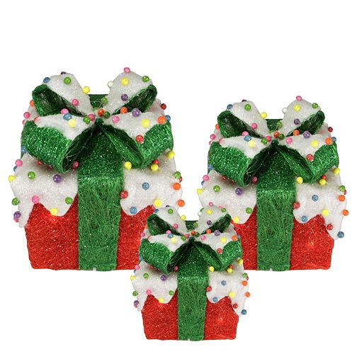 Northlight Seasonal 3 Set Lighted Snow And Candy Covered Sisal