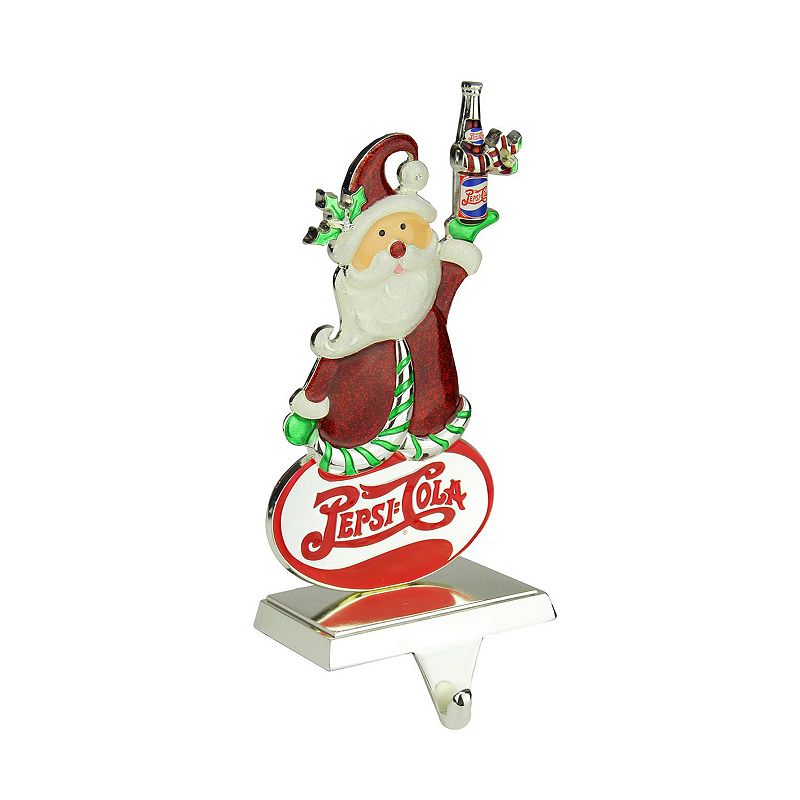 Northlight Seasonal Silver Plated Pepsi-Cola Santa Christmas Stocking Holde