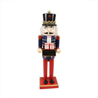 Northlight Seasonal Decorative Wooden Red and Blue Christmas Countdown Nutcracker