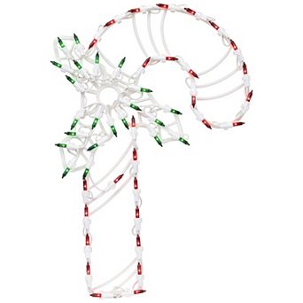 Northlight Seasonal Lighted Candy Cane with Holly Christmas Window Silhouette Decoration