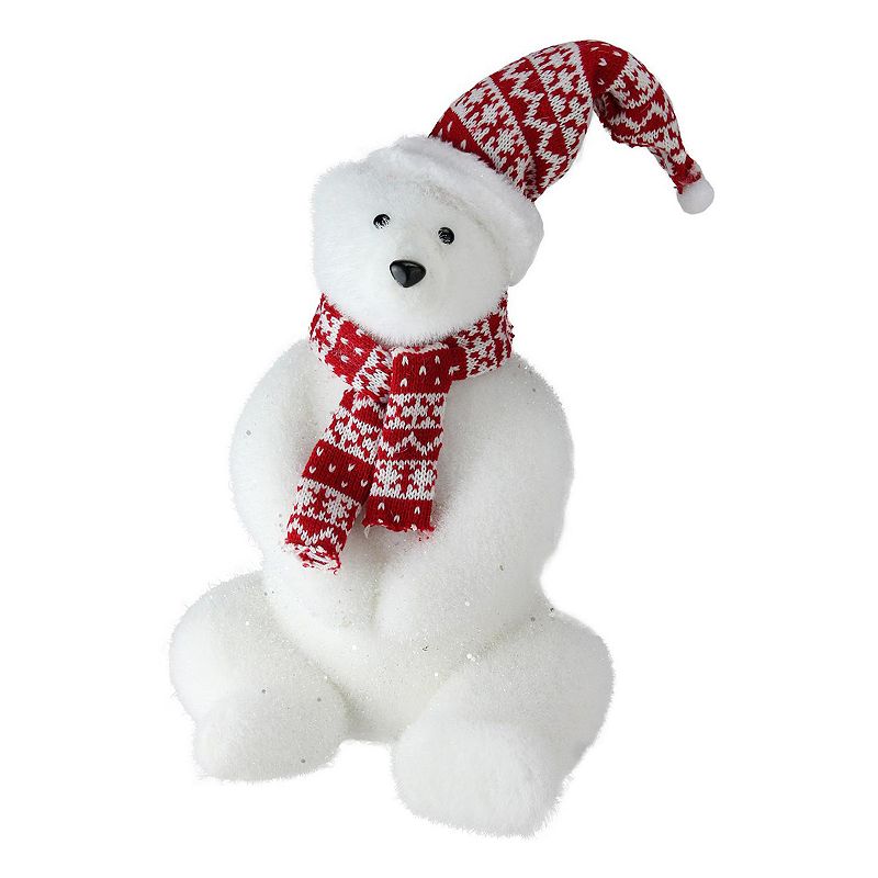 Northlight Seasonal Glitter Polar Bear in Nordic Hat and Scarf Decoration, 
