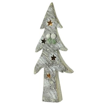 Northlight Seasonal LED Lighted Battery Operated Rustic Glittered Christmas Tree Table Top Decoration