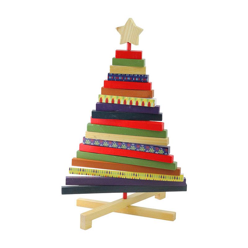 Northlight Seasonal Adjustable Multi-Colored Wooden Decorative Christmas Tr