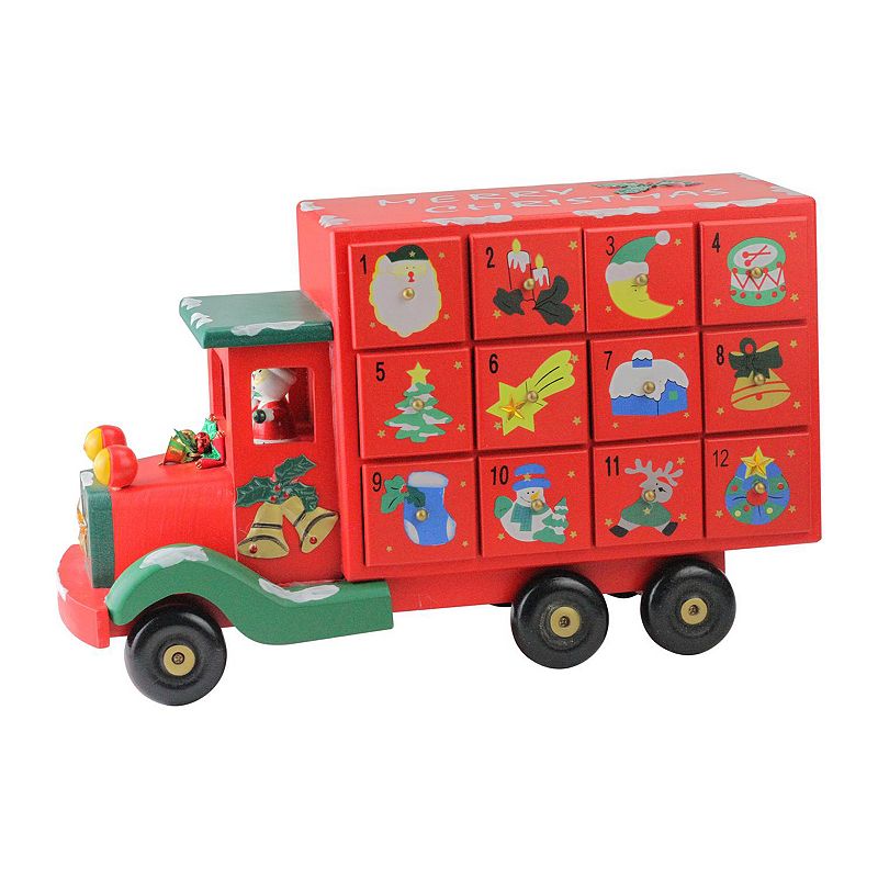 Northlight Seasonal Childrens Advent Calendar Red Storage Truck Christmas 