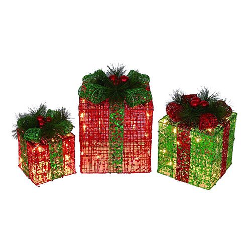 Northlight Seasonal Set of 3 Lighted Christmas Gift