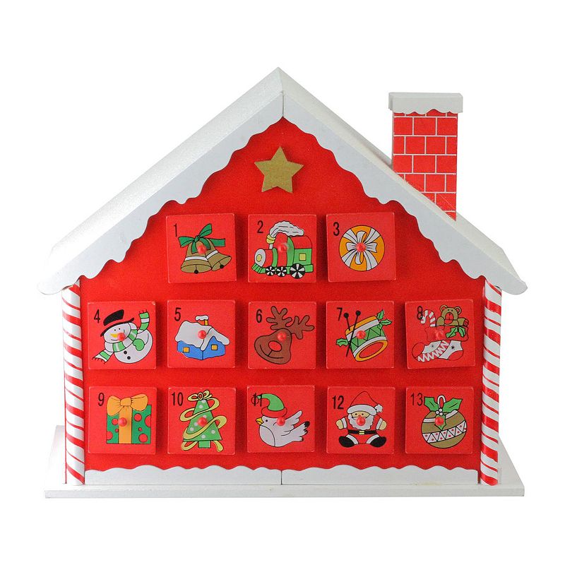 Northlight Seasonal Red and White Candy Cane Advent House with Chimney Stor
