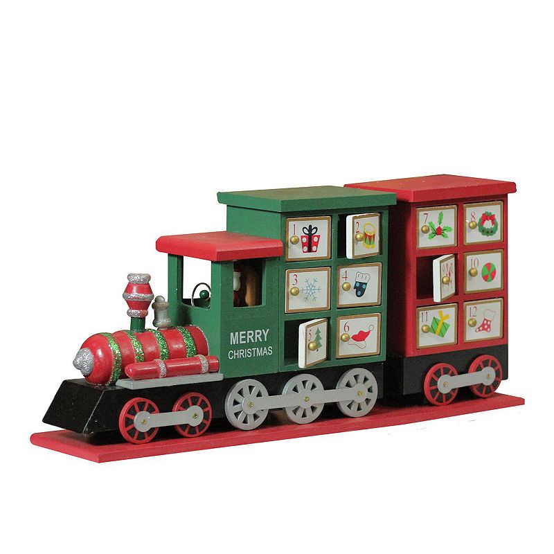 Northlight 16.5" Red and Green Decorative Elegant Advent Calendar Locomotive (DAMAGED)
