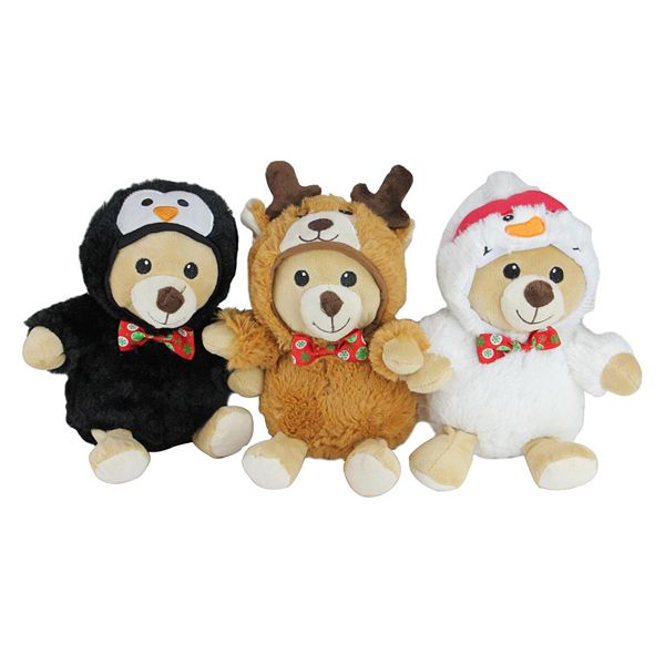 Northlight Seasonal Set of 3 Plush Teddy Bear Stuffed Animal Figures in ...