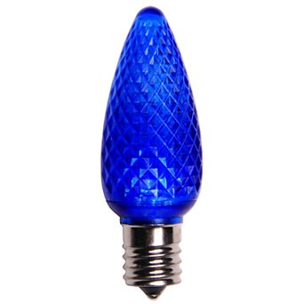 Indoor / Outdoor Faceted Transparent Blue LED C9 Christmas Replacement Bulb 4 pc Set