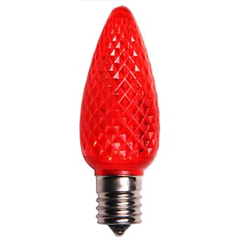 Indoor / Outdoor Faceted Transparent Red LED C9 Christmas Replacement Bulb 4 pc Set